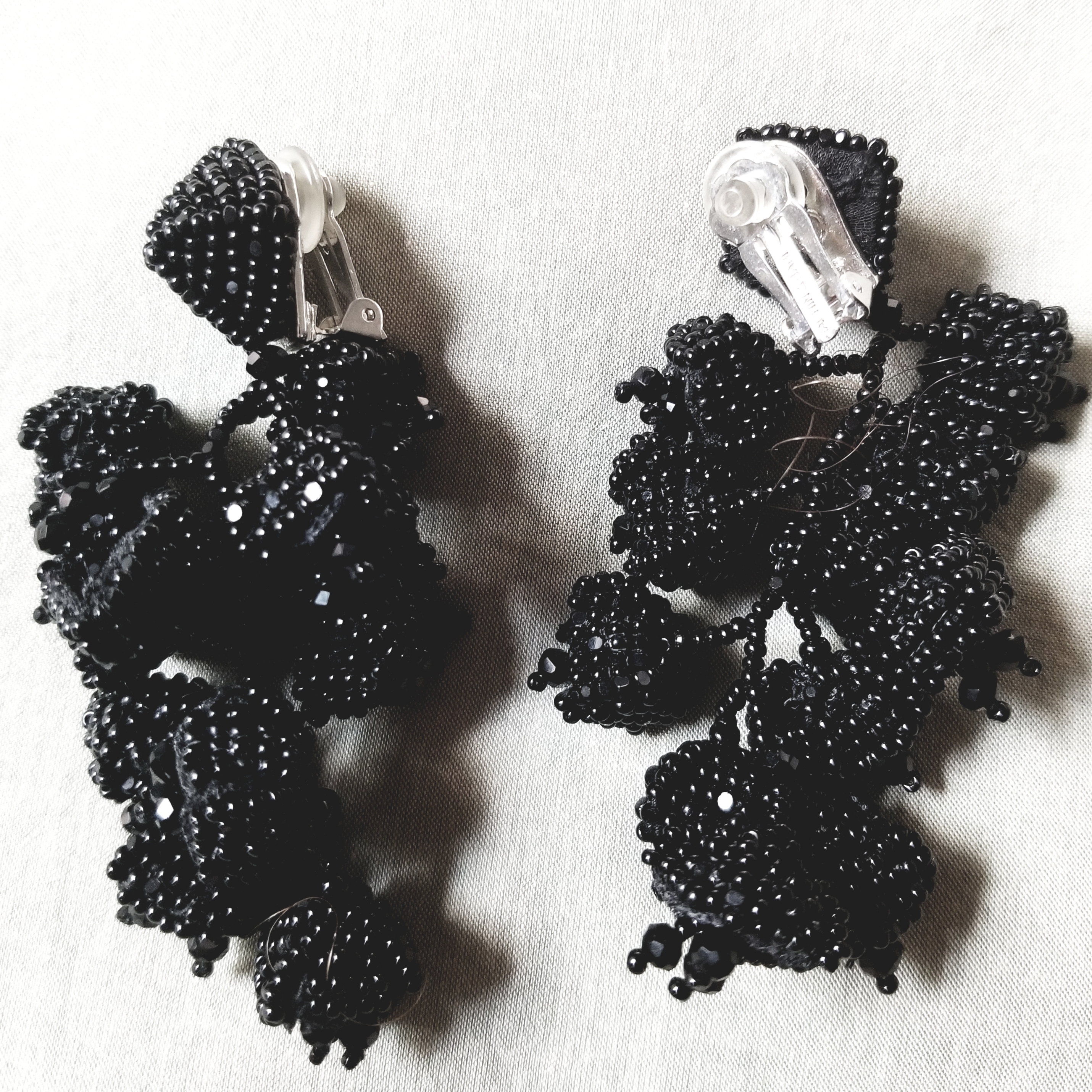 Sachin + Babi Grape Cluster Beaded Dangle Clip On Earrings In Black